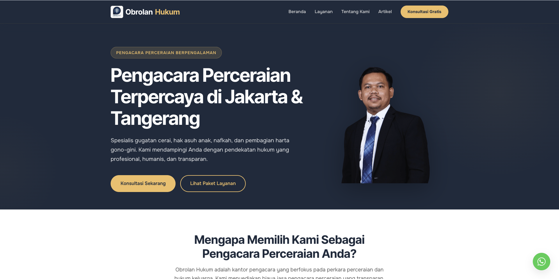 Halaman utama website Obrolan Hukum