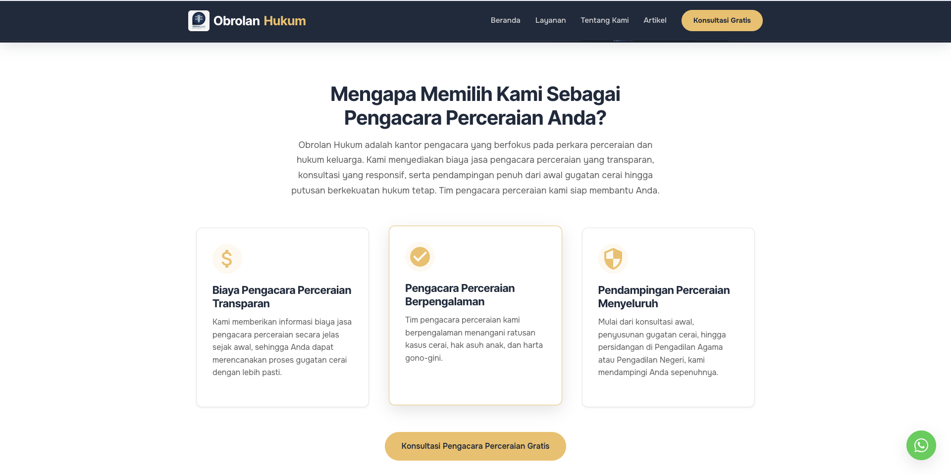 Bagian keunggulan layanan pengacara perceraian Obrolan Hukum