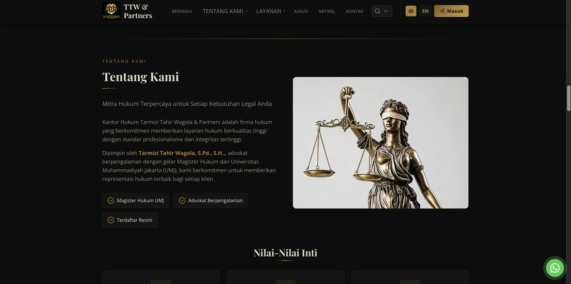 Halaman Tentang Kami Kantor Hukum Tarmizi Tahir Wagola & Partners